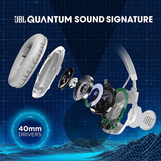 Jbl Quantum 100 Wired Over-Ear Gaming Headset with Detachable Mic (White)