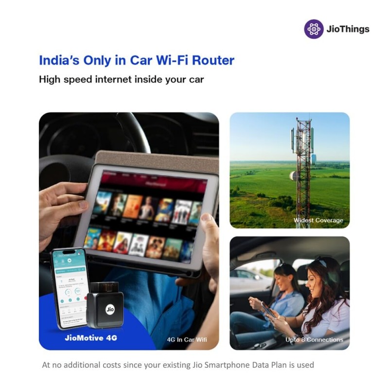 JioMotive OBD GPS Tracker & Wi-fi Router| 4G eSIM Plug n Play| Instant On/Off, Geo Fencing Alerts| 1 Year Free Subscription| Jio Locked