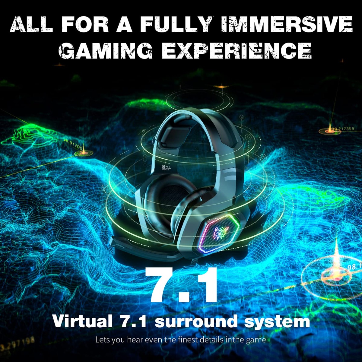 K10 7.1 Wired Headset with Noise Cancellation,RGB Led Light,Compatible for Pc,Laptop,Tablets,Ps4,Ps5 Xbox Consoles (Black),Over Ear