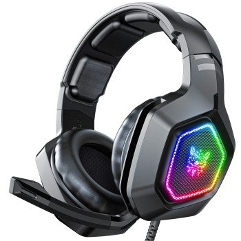 K10 7.1 Wired Headset with Noise Cancellation,RGB Led Light,Compatible for Pc,Laptop,Tablets,Ps4,Ps5 Xbox Consoles (Black),Over Ear
