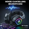 K10 7.1 Wired Headset with Noise Cancellation,RGB Led Light,Compatible for Pc,Laptop,Tablets,Ps4,Ps5 Xbox Consoles (Black),Over Ear
