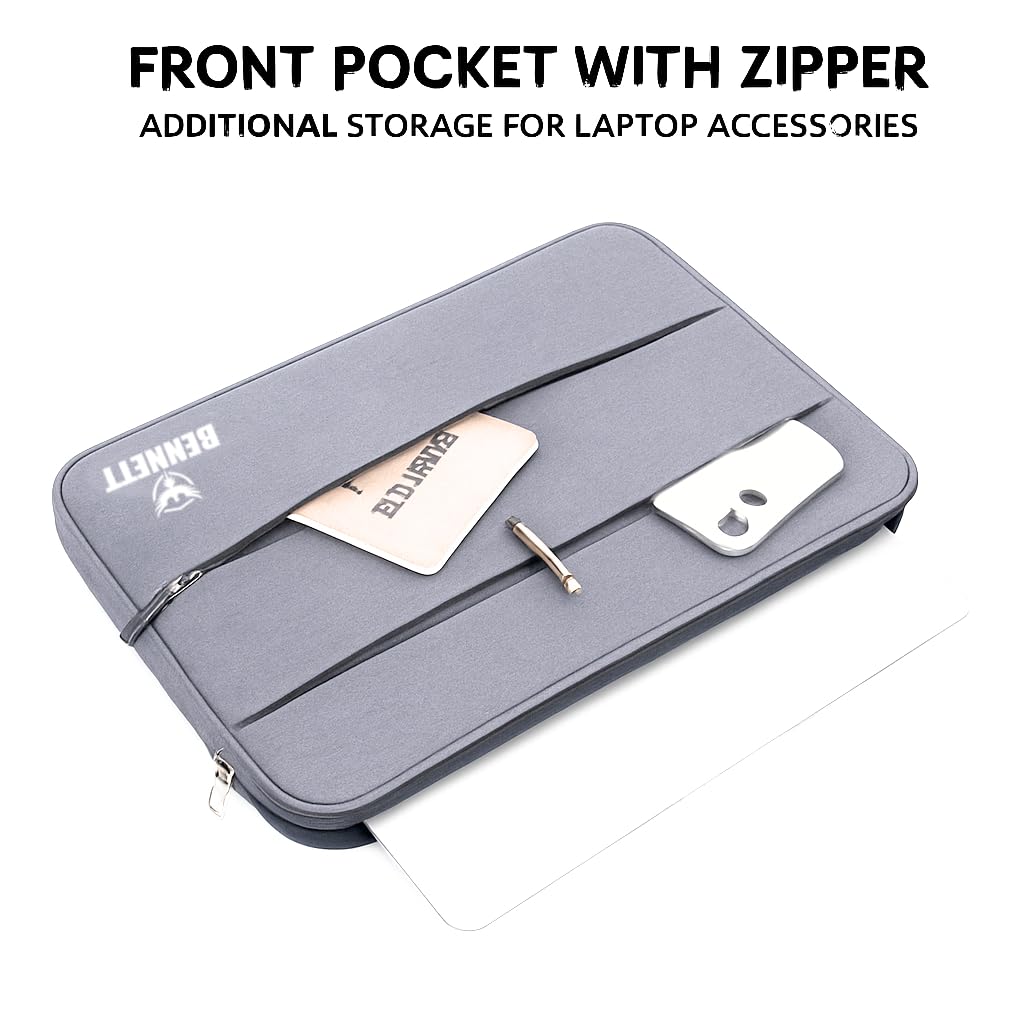 KBBRD Bennett Khadi + Polyester Drax Laptops Bag Sleeve Case Cover Pouch for 15.6 Inches 39Cm Laptop Apple/Dell/Lenovo/Asus/Hp/Samsung (Grey)