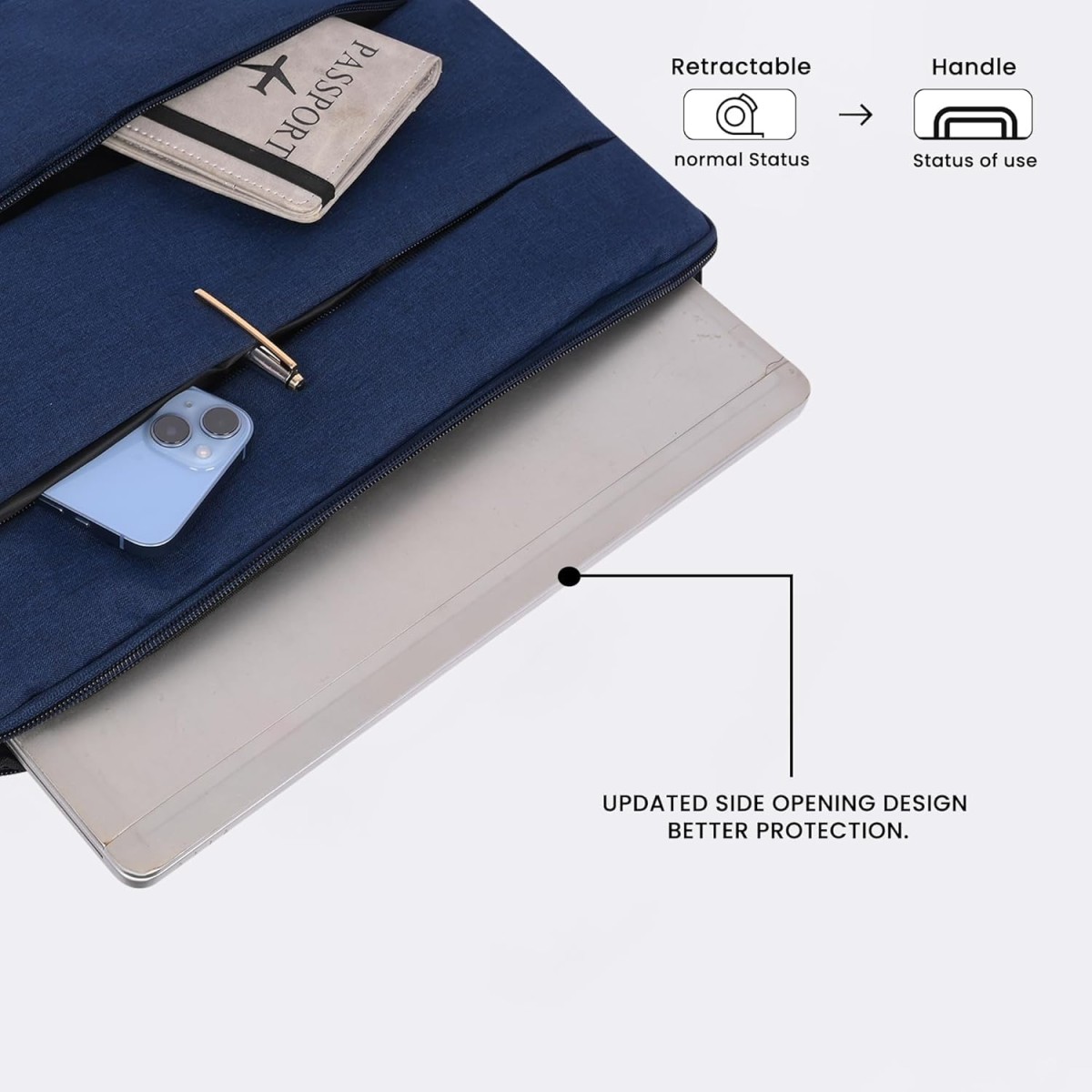 KBBRD Bennett Khadi&Polyester Drax Laptop Bag Sleeve Case Cover Pouch for 15/15.6 inches Laptop Apple/Dell/Lenovo/ASUS/Hp/Samsun (Blue)