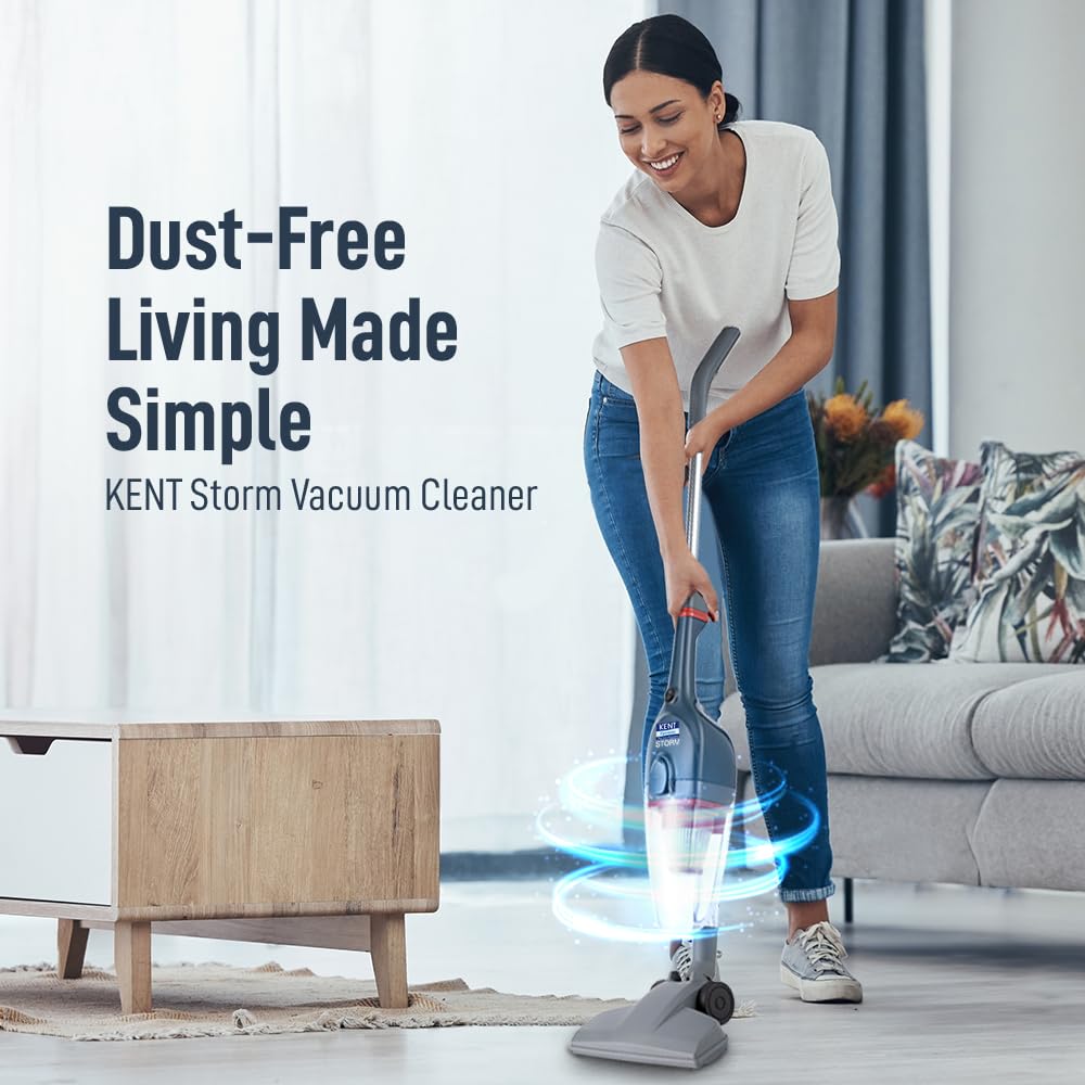 KENT Storm Vacuum Cleaner | 600W | 14 kPa | Cyclone5 Technology and HEPA Filter | Bagless Design | Ideal for Floors, Curtains, Carpets, Sofa | Grey