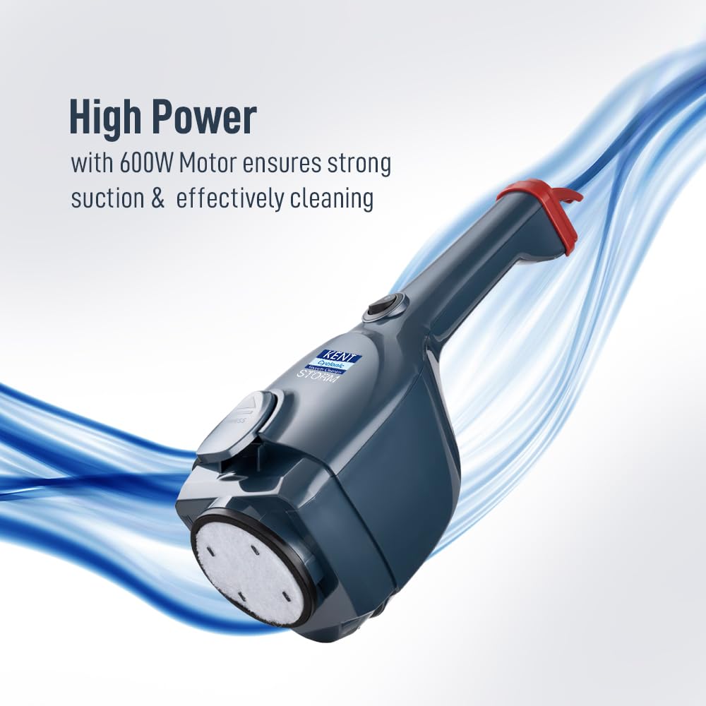 KENT Storm Vacuum Cleaner | 600W | 14 kPa | Cyclone5 Technology and HEPA Filter | Bagless Design | Ideal for Floors, Curtains, Carpets, Sofa | Grey