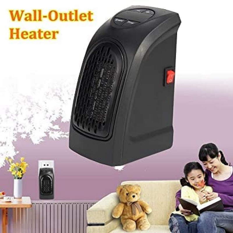 airtree Mini Electric Handy Room Heater Compact Plug-in, The Wall Outlet 400 Watts, Handy Air Warmer Blower Adjustable Timer Digital Display