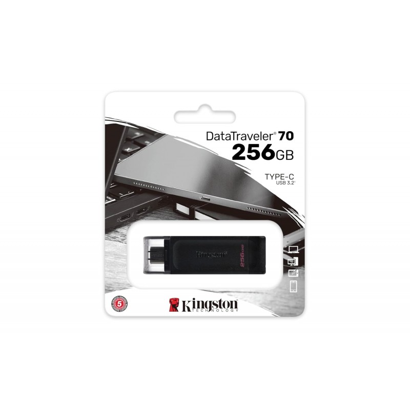 Kingston DataTraveler 70 128GB Portable and Lightweight USB-C flashdrive with USB 3.2 Gen 1 speeds DT70/128GB