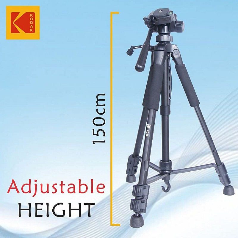 Kodak T210 150cm Three Way Pan Movement Tripod for Camera (Black)