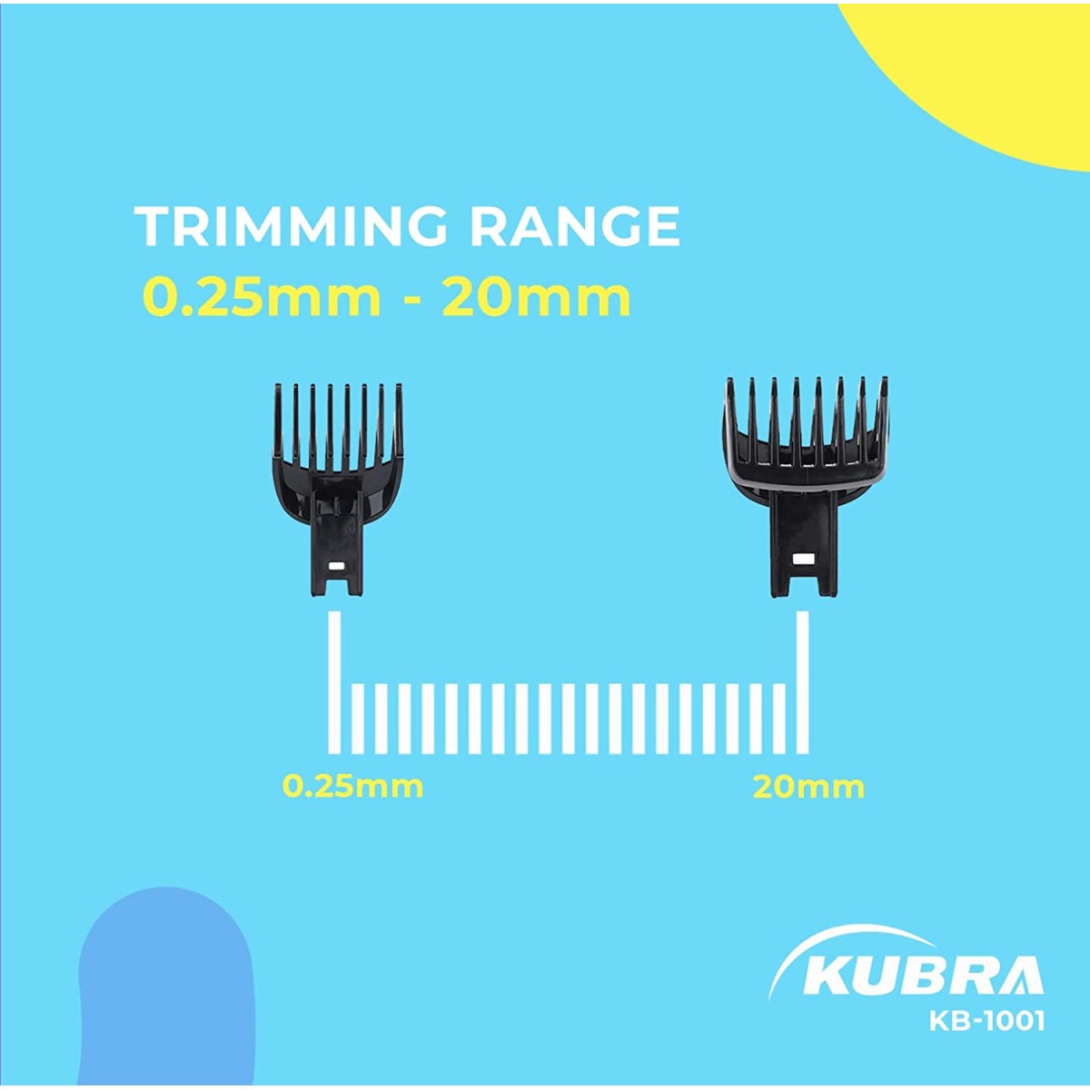 Kubra KB-1001 USB Fast charging, 90 min runtime, Adjustable 38 Length Setting, Ultra Sleek Beard Trimmer for Men (Black)