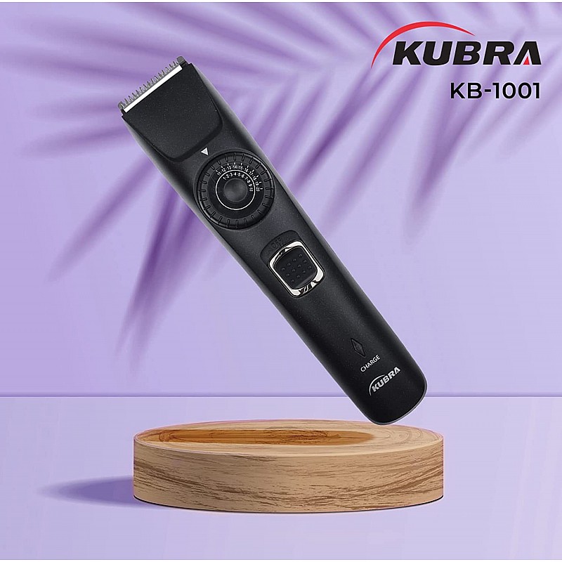 Kubra KB-1001 USB Fast charging, 90 min runtime, Adjustable 38 Length Setting, Ultra Sleek Beard Trimmer for Men (Black)