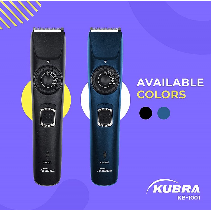 Kubra KB-1001 USB Fast charging, 90 min runtime, Adjustable 38 Length Setting, Ultra Sleek Beard Trimmer for Men (Black)