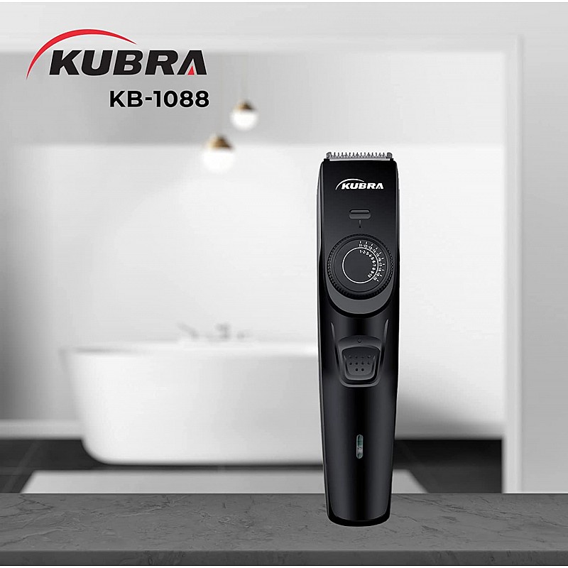 Kubra KB-1088 Hair and Beard Trimmer with USB Charging, 40 Length Setting, 45 minutes Cordless use, 1 Year Warranty (Black)