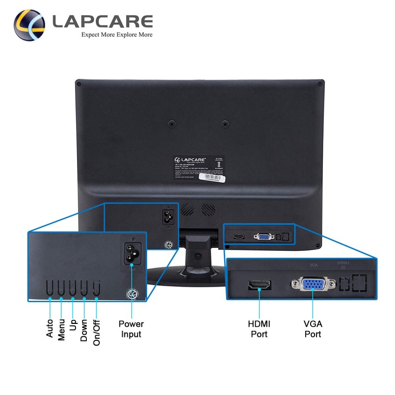 Lapcare LED Monitor  - 15.4"  39.1CM - VGA  & HDMI