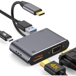 Lapcare type-C 4 in 1 Extended Travel Docking Station (USB / PD / HDMI / VGA)