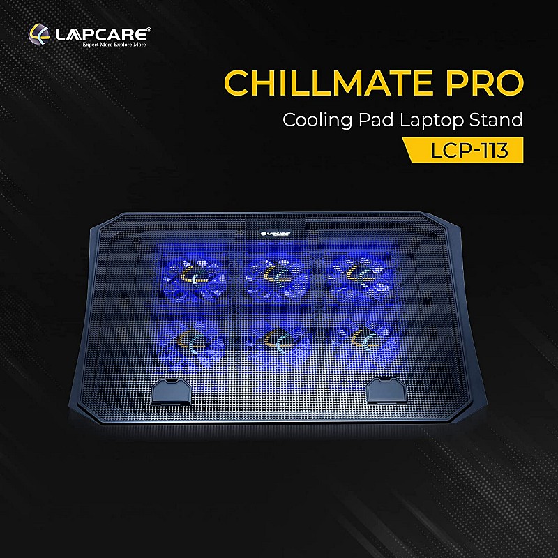 LAPCARE Chillmate PRO Cooling Pad with 6 Fans Laptop Stand, Black