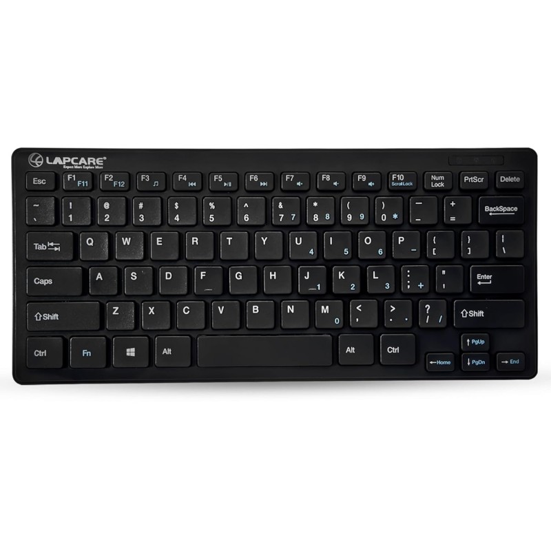 LAPCARE D-Lite Plus Wireless Keyboard with 2.4 Ghz & 10 M Bt Range &78 Keys, 8 Million Key Life, Minimalist Design,Compatible Window98, Me, 2000, Xp, Windows Vista/7/8/10,Linux (D-Lite + Blk), Black