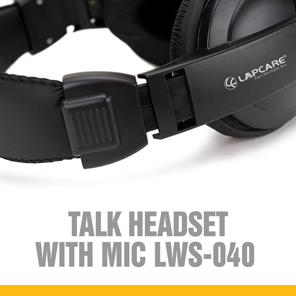 LAPCARE LWS004 Black Adjustable Headset Ideal for Gaming and Voice Recording Compatible with Computer/Mobile Phones/Xbox/PS4