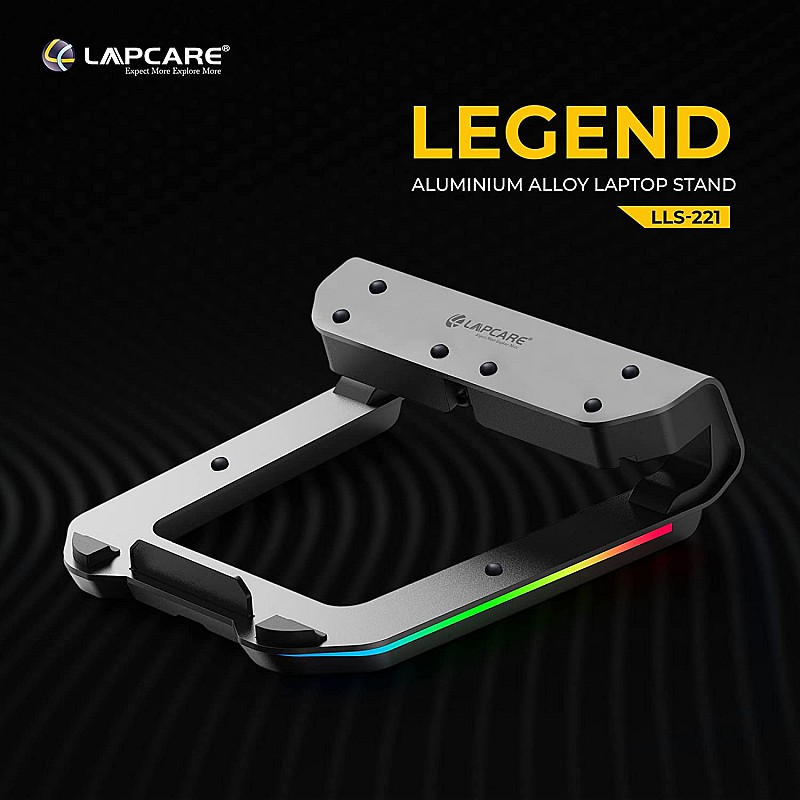 Lapcare Legend Aluminium Alloy Tabletop RGB Laptop Stand, Space Grey