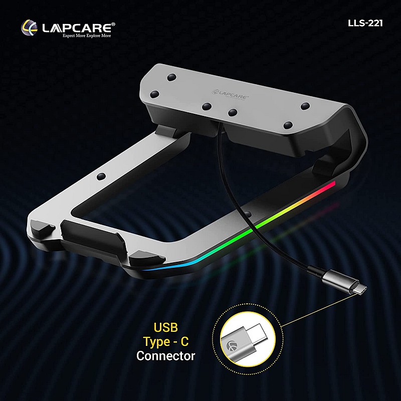 Lapcare Legend Aluminium Alloy Tabletop RGB Laptop Stand, Space Grey