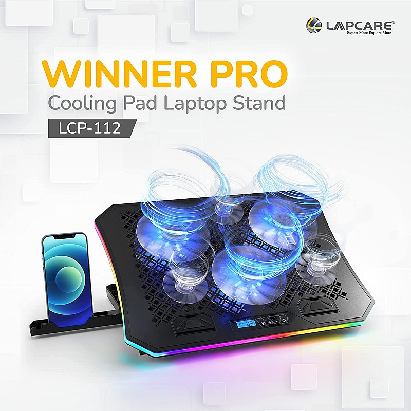 Lapcare WINNER PRO RGB Cooling Pad with 6 Fans Laptop Stand Black