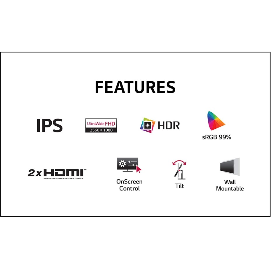 LG Ultrawide 34Wl500 34 Inch LCD Wfhd 2560 X 1080 Pixels HDR 10 Multitasking and Gaming Monitor (Black)