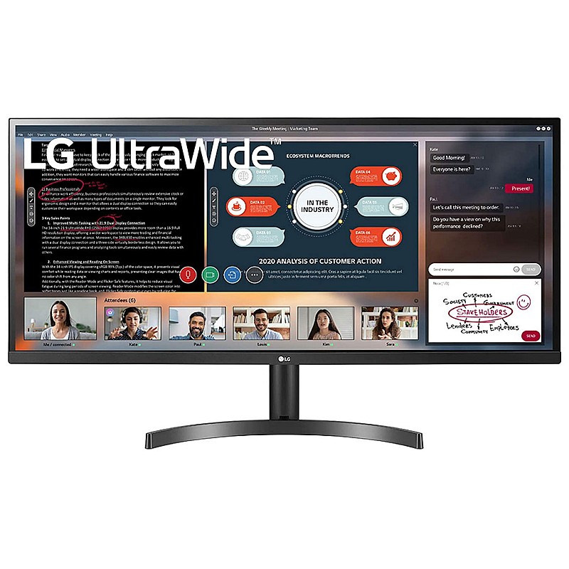 LG Ultrawide 34Wl500 34 Inch LCD Wfhd 2560 X 1080 Pixels HDR 10  Multitasking and Gaming Monitor (Black)