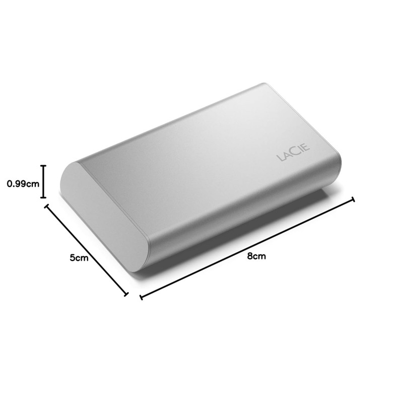 LaCie Mobile Drive 5TB External Hard Drive HDD Moon Silver USB-C USB 3.0, for Mac and PC Desktop, 1 Month Adobe CC (STHG5000400)