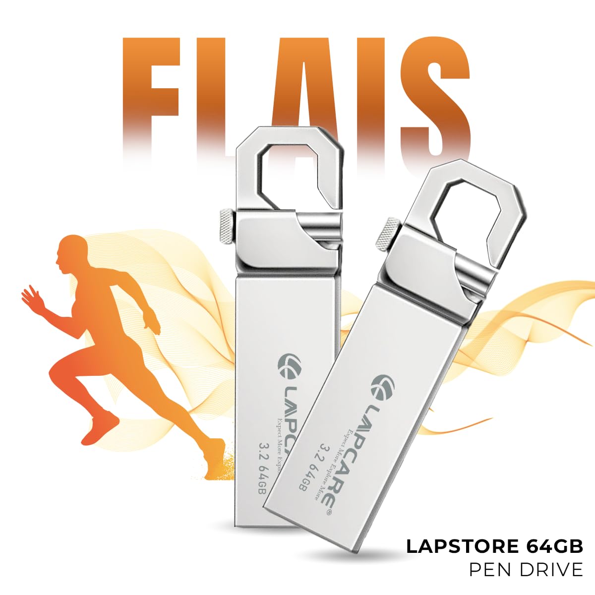Lapcare Flais 64GB Metal USB 3.2 Flash Drive | Pen Drive | Up to 400Mbps Speed | Reliable Data Storage with 5-Year Warranty