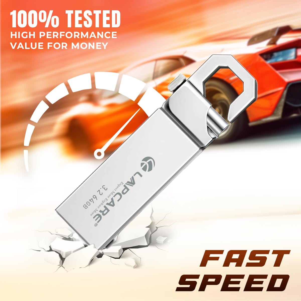 Lapcare Flais 64GB Metal USB 3.2 Flash Drive | Pen Drive | Up to 400Mbps Speed | Reliable Data Storage with 5-Year Warranty