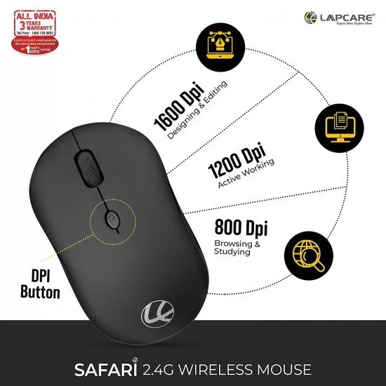 Lapcare Safari Wireless Mouse (Black)