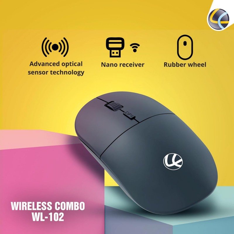 Lapcare WL-102 Wireless Keyboard and High Precision Mouse, 2.4GHz Wireless with Nano Receiver, PC/Laptop-Black