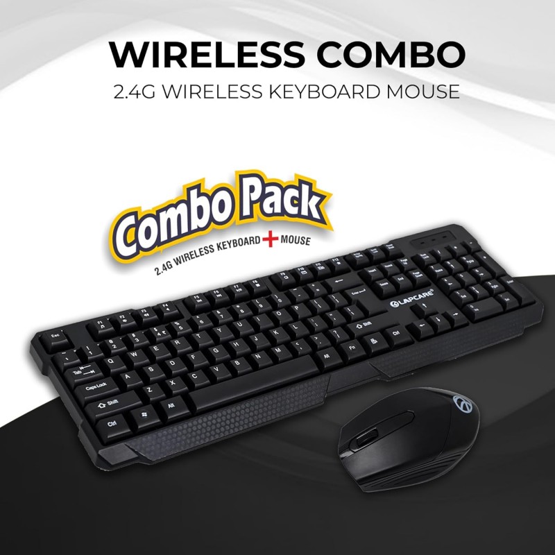 Lapcare Wireless Combo WL204 | The Compact & Ergonomic Design | Keyboard Printing + UV Coating Letters | No Fading Letters | 1600 DPI Optical Mouse with Precision Tracking | Auto Sleep Funtion