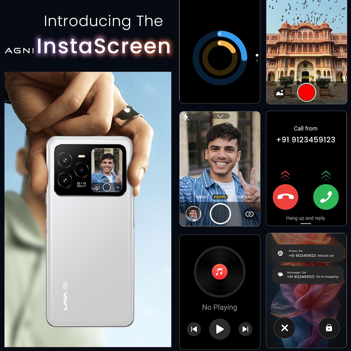 (Refurbished) Lava Agni 3 5G (Heather Glass, 8GB+128GB) | India's 1st Dual AMOLED | Dimensity 7300X | 50MP Triple AI Camera