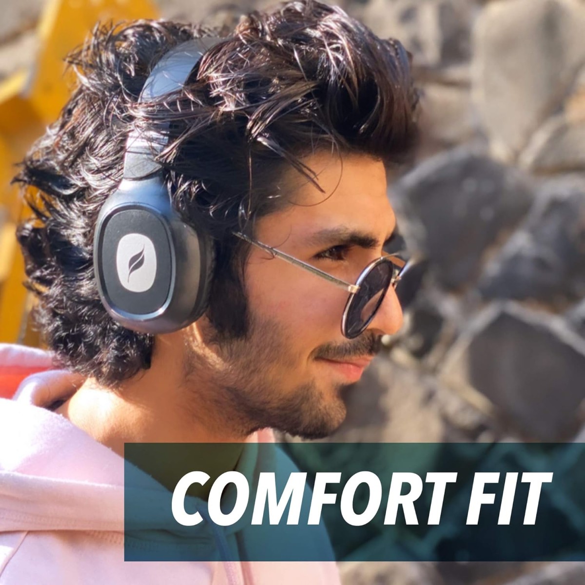 Leaf Bass Wireless Bluetooth Over Ear Headphones with Mic and 10 Hours Battery Life, Over Ear Headphones with Super Soft Cushions and Deep Bass (Carbon Black)