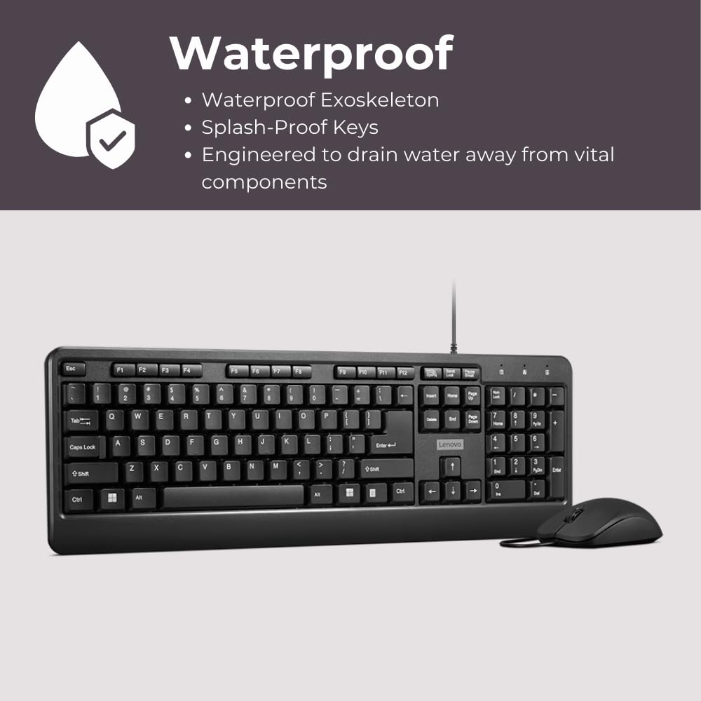 Lenovo 160 Keyboard & Mouse Wired Combo | Waterproof Exoskeleton | Splash Proof Keys | 1600 DPI Full Size Mouse | Non-Slip Scroll Wheel | Adjustable Keyboard Stand | 3 Yr Warranty Lenovo 160 Keyboard & Mouse Wired Combo | Waterproof Exoskeleton | Splash Proof Keys | 1600 DPI Full Size Mouse | Non-Slip Scroll Wheel | Adjustable Keyboard Stand | 3 Yr Warranty
