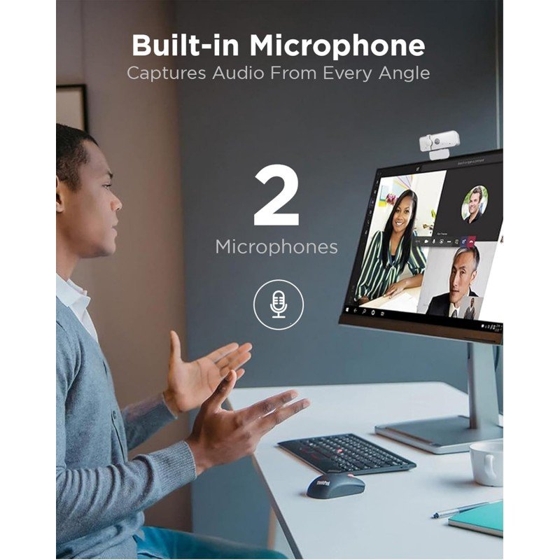 Lenovo 300 FHD Webcam with Full Stereo Dual Built-in mics | FHD 1080P 2.1 Megapixel CMOS Camera |Ultra-Wide 95° Lens, 4X Digital Zoom | 360 Rotation | Flexible Mount | Cloud Grey Lenovo 300 FHD Webcam with Full Stereo Dual Built-in mics | FHD 1080P 2.1 Megapixel CMOS Camera |Ultra-Wide 95° Lens, 4X Digital Zoom | 360 Rotation | Flexible Mount | Cloud Grey