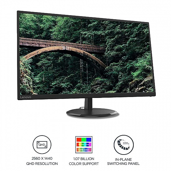 Lenovo - D32Q-20 D-Series 31.5 Inch (80Cm) 2K Qhd2560 X 1440 Pixels, Ips Monitor | 1.07 Billion Colors, 75Hz, 4Ms, Amd Freesync, Hdmi, Dp, Tilt, Vesa Wall Mount, Tuv Certified Eye Comfort, Raven Black