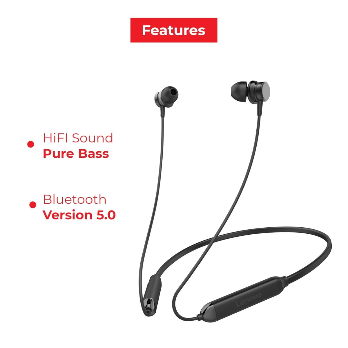 Lenovo HE15 Wireless in-Ear Bluetooth Neckband with Mic, 12 Hours Playtime, HD Call with Intelligent Noise Reduction, IPX5 Waterproof & Sweat Proof, Bluetooth 5.0 with HSP/HFP/AVRCP/A2DP Lenovo HE15 Wireless in-Ear Bluetooth Neckband with Mic, 12 Hours Playtime, HD Call with Intelligent Noise Reduction, IPX5 Waterproof & Sweat Proof, Bluetooth 5.0 with HSP/HFP/AVRCP/A2DP