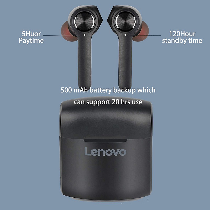 Lenovo HT20 Truly Wireless Bluetooth In Ear Earbuds with Mic (Black)