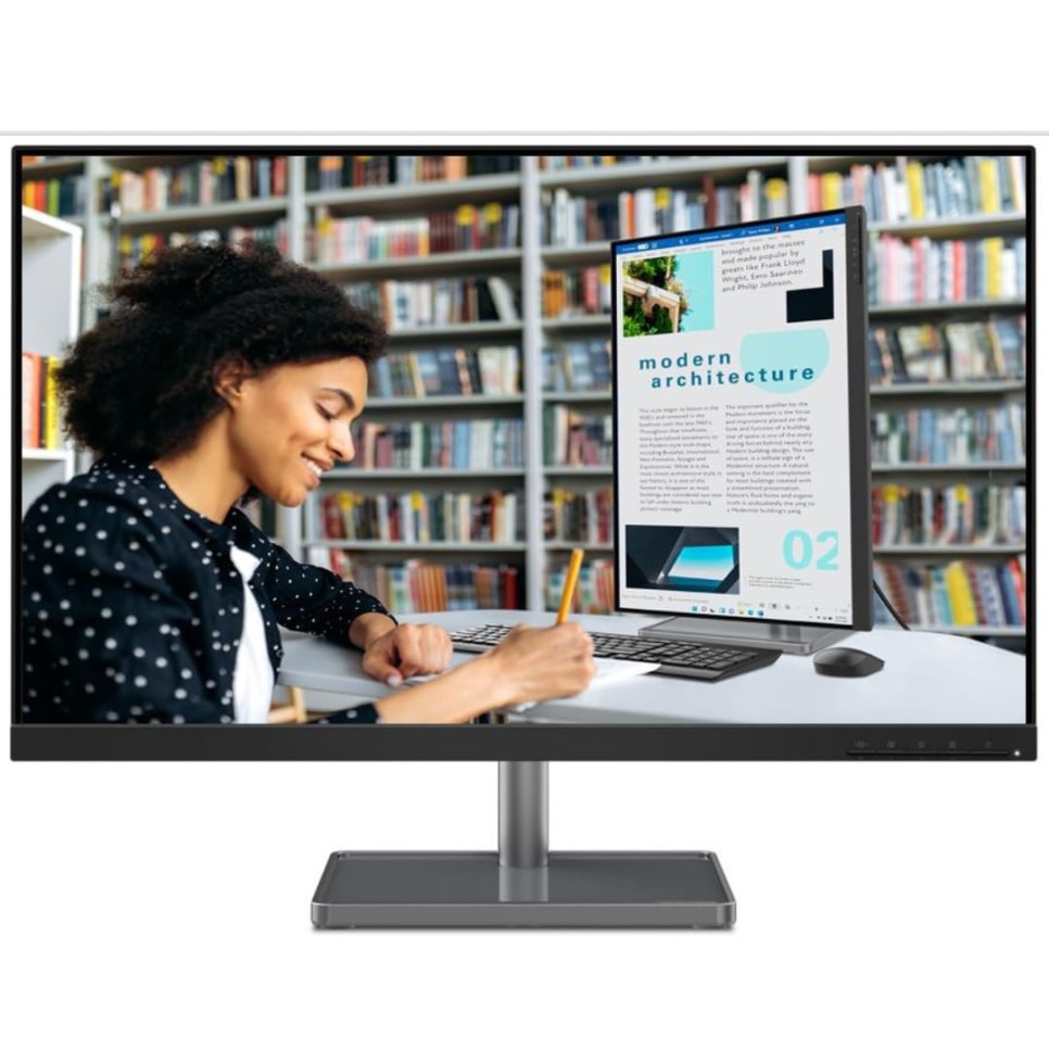 Lenovo L-Series 27 inch (68.58cm) FHD IPS Monitor |16.7m Colors, 75Hz, AMD FreeSync, USB-C Port, 3Wx2 Speakers, HDMI, VGA, Tilt Swivel Pivot Height Adjust Stand for Home & Office, L27m-30