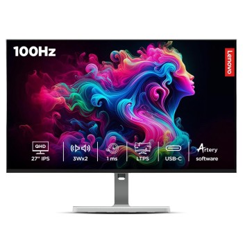 Lenovo L-Series 27 inch (68.5cm) QHD IPS Monitor| 100Hz, 1ms, FreeSync, 99% sRGB, 90% DCI-P3, 3Wx2 Speakers, 4xUSB-A, 1xUSB-C, 2X HDMI 2.1, Tilt, Swivel, Pivot Height Adjust Stand: Grey, L27h-4A Lenovo L-Series 27 inch (68.5cm) QHD IPS Monitor| 100Hz, 1ms, FreeSync, 99% sRGB, 90% DCI-P3, 3Wx2 Speakers, 4xUSB-A, 1xUSB-C, 2X HDMI 2.1, Tilt, Swivel, Pivot Height Adjust Stand: Grey, L27h-4A