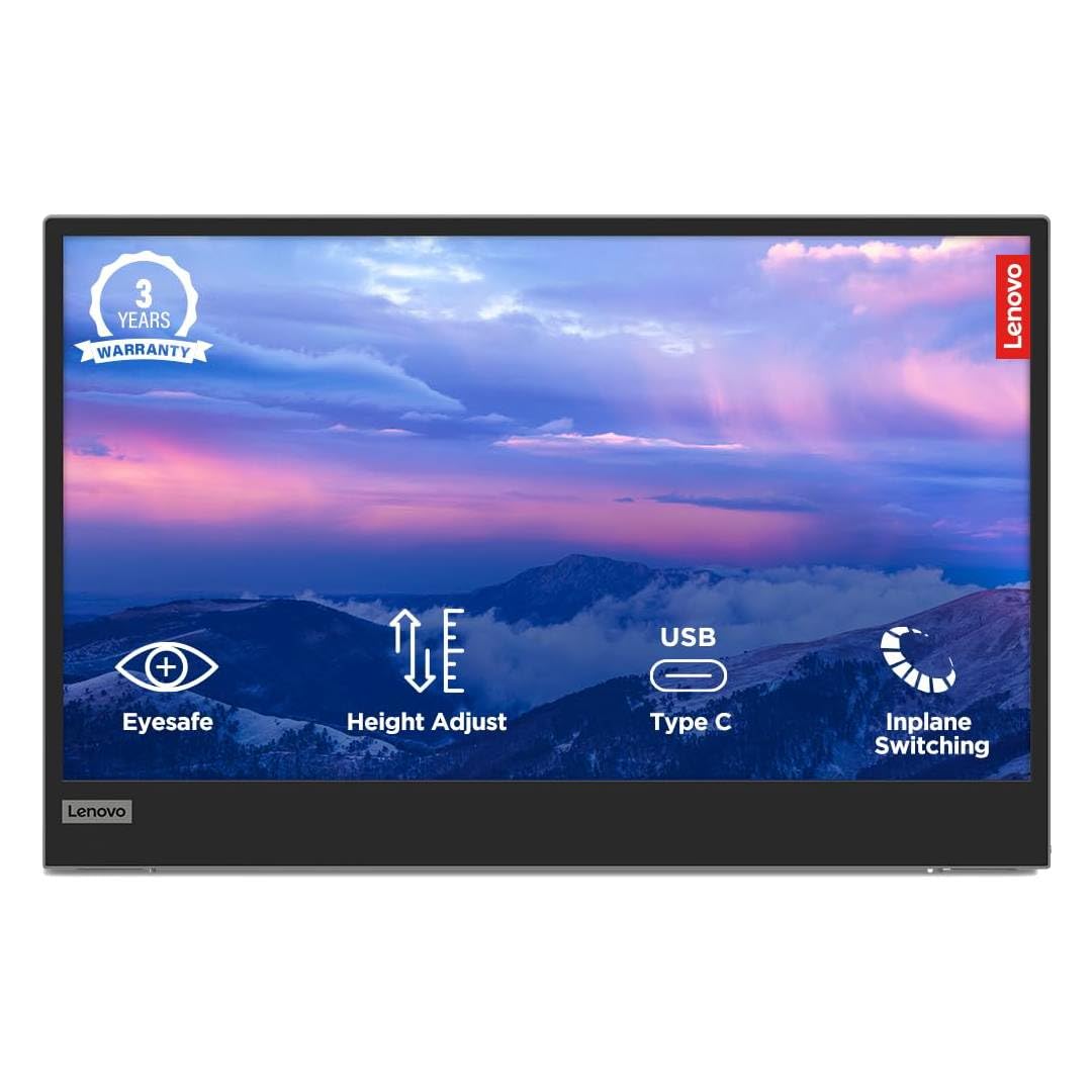 Lenovo L15 Mobile Monitor 15 inch (38cm) | FHD IPS Ultraslim and Light Monitor| 60Hz, 6ms, Height Adjust Stand, PD-45W, 3 Year Warranty, 860Grams, Grey: for Home & Office use, Grey, L15 Lenovo L15 Mobile Monitor 15 inch (38cm) | FHD IPS Ultraslim and Light Monitor| 60Hz, 6ms, Height Adjust Stand, PD-45W, 3 Year Warranty, 860Grams, Grey: for Home & Office use, Grey, L15