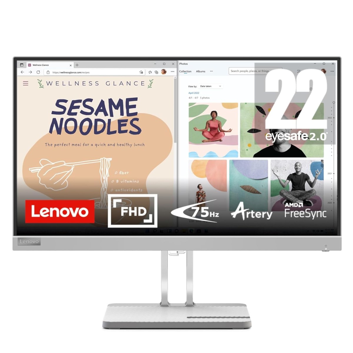Lenovo L22e-40, 21.4 Inch (54.48 cm), FHD 1920x1080, 75Hz, Grey, 4ms, 16.7Mn Colors, AMD FreeSync, TUV Eye Comfort, Low Blue Light, Smart Display Customization Artery, HDMI Monitor Lenovo L22e-40, 21.4 Inch (54.48 cm), FHD 1920x1080, 75Hz, Grey, 4ms, 16.7Mn Colors, AMD FreeSync, TUV Eye Comfort, Low Blue Light, Smart Display Customization Artery, HDMI Monitor