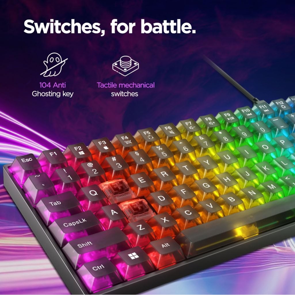 Lenovo Legion K510 Mini Pro Gaming Keyboard, 16.8 Million Colors RGB Per Key, Programmable |100% Anti Ghosting Mechanical switches |Customizable| USB 2.0 Interface |3 Yr Warranty | Black + Traslusent Lenovo Legion K510 Mini Pro Gaming Keyboard, 16.8 Million Colors RGB Per Key, Programmable |100% Anti Ghosting Mechanical switches |Customizable| USB 2.0 Interface |3 Yr Warranty | Black + Traslusent