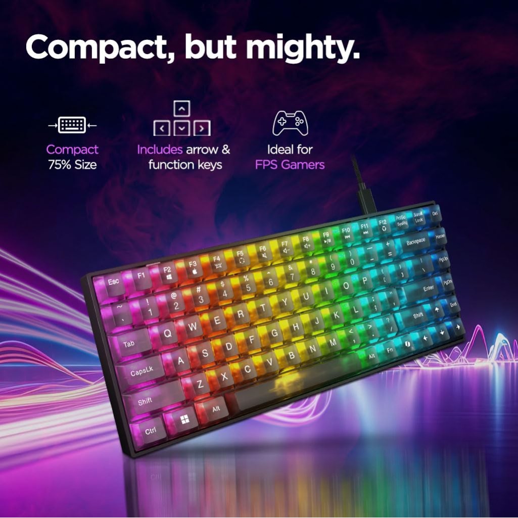 Lenovo Legion K510 Mini Pro Gaming Keyboard, 16.8 Million Colors RGB Per Key, Programmable |100% Anti Ghosting Mechanical switches |Customizable| USB 2.0 Interface |3 Yr Warranty | Black + Traslusent Lenovo Legion K510 Mini Pro Gaming Keyboard, 16.8 Million Colors RGB Per Key, Programmable |100% Anti Ghosting Mechanical switches |Customizable| USB 2.0 Interface |3 Yr Warranty | Black + Traslusent