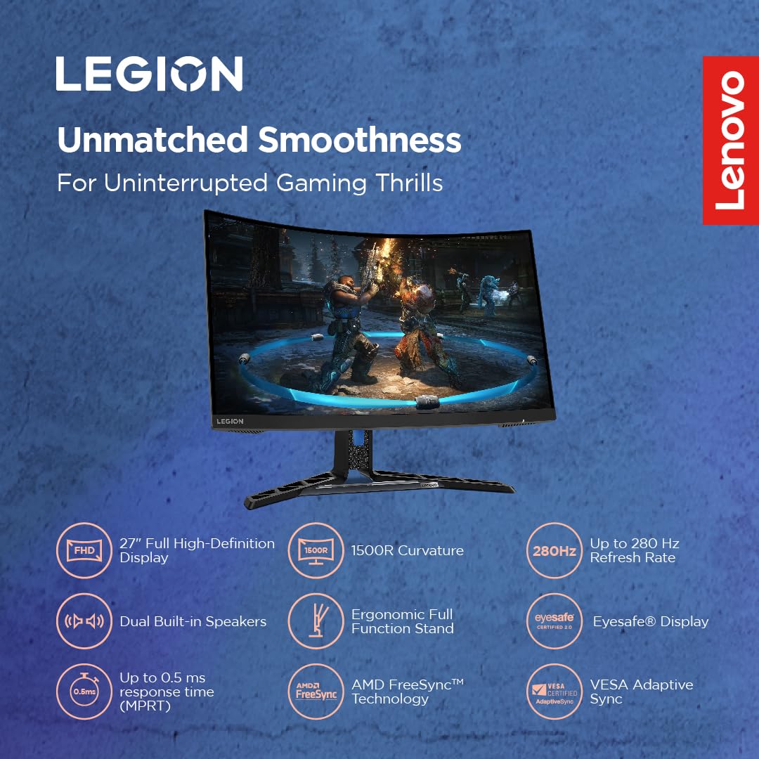 Lenovo Legion R27fc-30, 27 Inch (68.58cm), FHD 1920x1080, 240Hz, Black, 0.5ms, AMD FreeSync, NVIDIA G-Sync, 99% sRGB, Speaker, 2xHDMI, 1xDP, Tilt, Swivel, Pivot, Height Adjust Stand Gaming Monitor Lenovo Legion R27fc-30, 27 Inch (68.58cm), FHD 1920x1080, 240Hz, Black, 0.5ms, AMD FreeSync, NVIDIA G-Sync, 99% sRGB, Speaker, 2xHDMI, 1xDP, Tilt, Swivel, Pivot, Height Adjust Stand Gaming Monitor