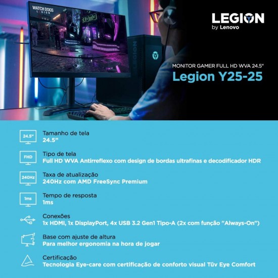 Lenovo Legion Y25-25 24.5-inch FHD LCD Gaming Monitor