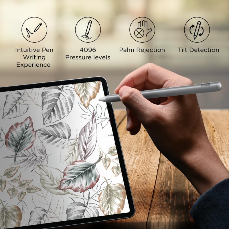 Lenovo Original Pen Plus for Tablet, Slim Design - Weighing Only 14 Grams,4096 Pressure Levels,80 Mah Battery,Remote Control Feature,Magnetic Body 