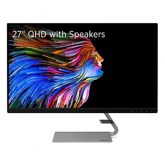 Lenovo Q-Series - Q27Q-1L, 27 Inch (68.6 Cm) 2560 X 1440 Pixels 2K Qhd IPS Led Monitor | 2X3W Speakers, 99% Srgb, 75Hz, AMD Freesync, Hdmi, Natural Low Blue Light, Artery 