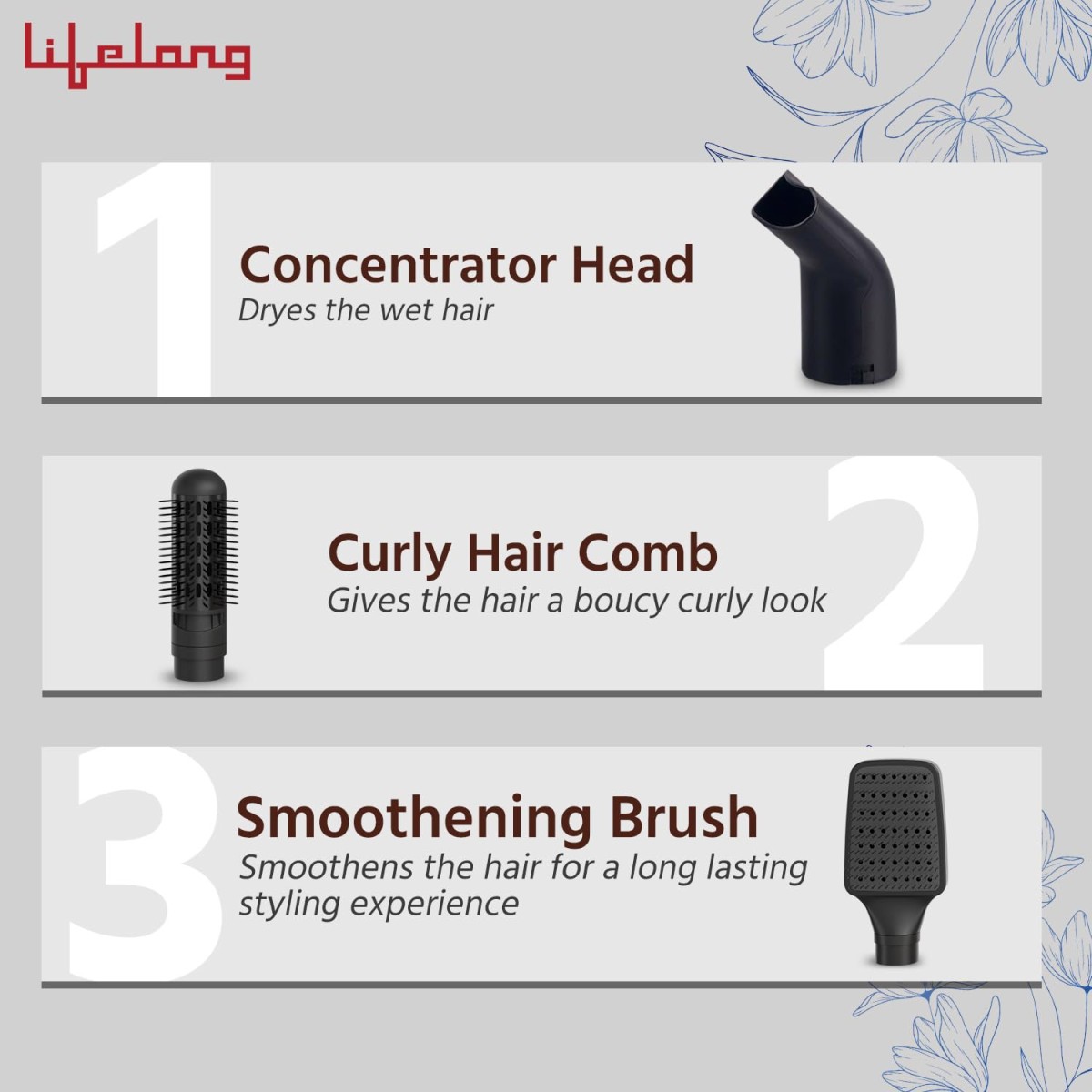 Lifelong 4-in-1 Hot Air Brush Hair Styler | 1200W Multi-Styler with Ceramic Oval Barrel, Blow Dryer, Curler, Volumizer, Smoothening Brush, 3 Speed Settings & Multiple Attachments for Women & Men Lifelong 4-in-1 Hot Air Brush Hair Styler | 1200W Multi-Styler with Ceramic Oval Barrel, Blow Dryer, Curler, Volumizer, Smoothening Brush, 3 Speed Settings & Multiple Attachments for Women & Men